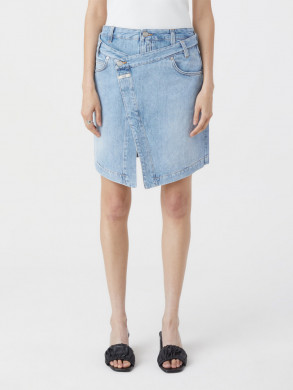 Short wrap skirt mid blue 