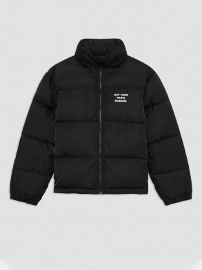 Slogan puffer jacket black 