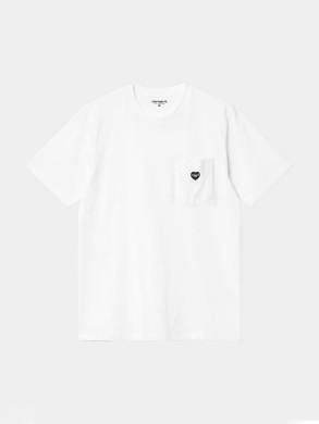 SS Pocket heart t-shirt white blk 