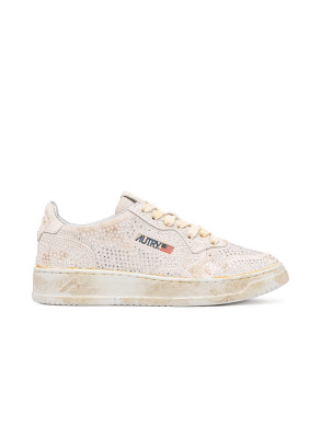 Medalist low suede strass white 