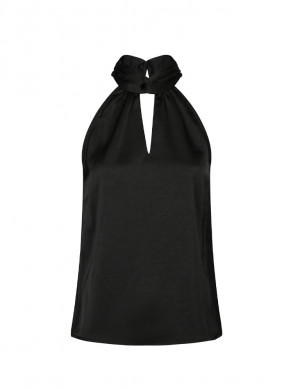 Svala heavy sateen top black 