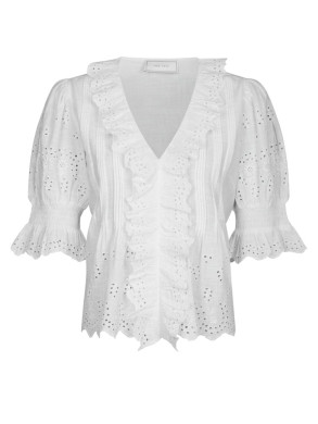 Talise emb blouse white 