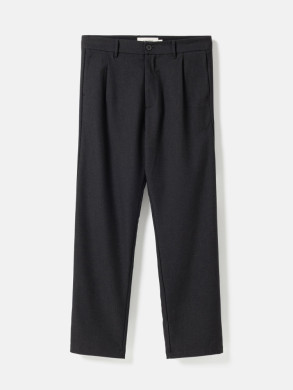 Tapered pleated melange pants black mel 