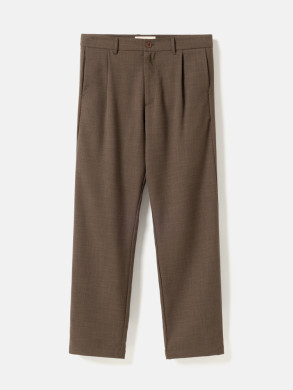 Tapered pleated melange pants brown mel 