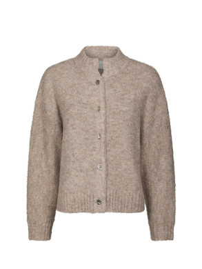 Taura fluffy knit cardigan beige melange 