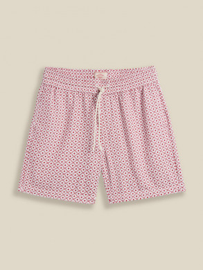Tile shorts wht red 