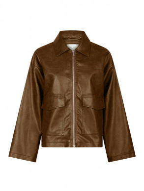 Titan faux leather jacket lt brown XS