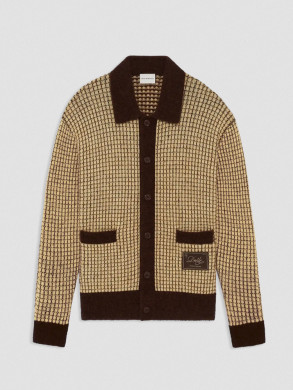 Waffle knitwear cardigan yellow 