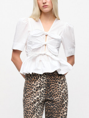 Washed stretch tie strap blouse white 