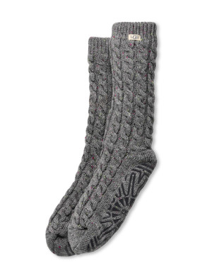 W elowyn cable knit fleece lined socks charcoal heathr 