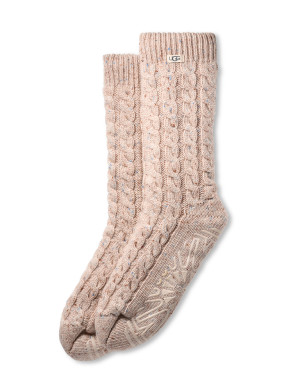 W elowyn cable knit fleece lined socks cream confetti 
