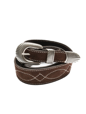 Western ranch suede belt toffee brown 