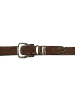 Western suede silver belt dk brown 