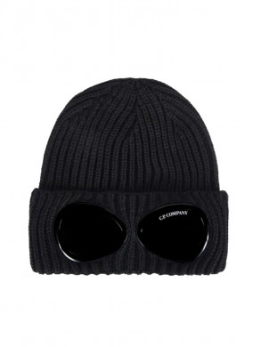 Merino wool goggle beanie black 
