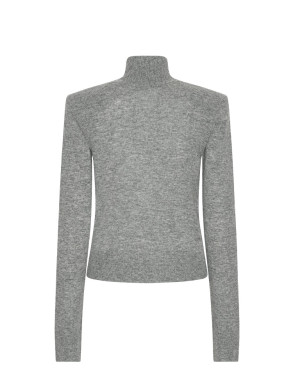 Wool bow ls top frost grey 