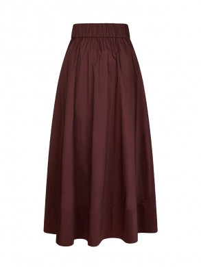 Yara long poplin skirt burgundy 