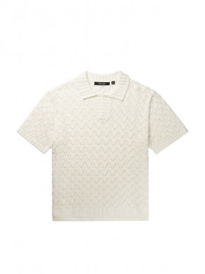 Yinka relaxed knit polo shirt white 