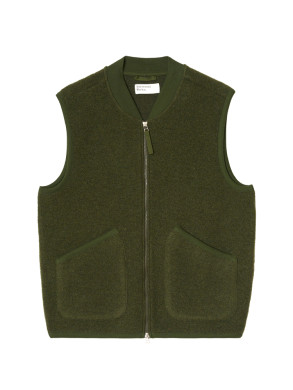 Zip waistcoat wool fleece olive 