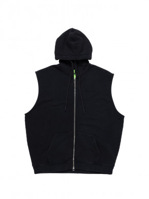 Full zip sleeveless hoodie black 