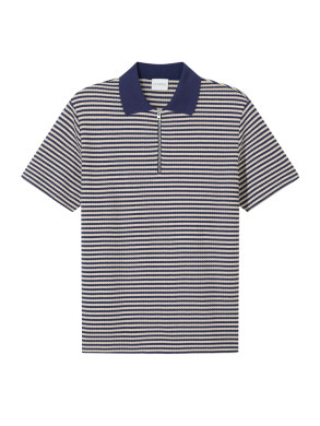 Zipped knit polo dark night 