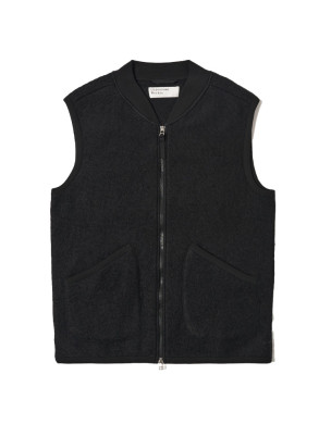 Zip waistcoat wool fleece black 