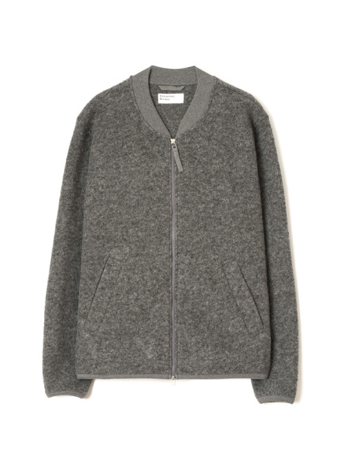 Zip bomber wool fleece jacket grey marl 