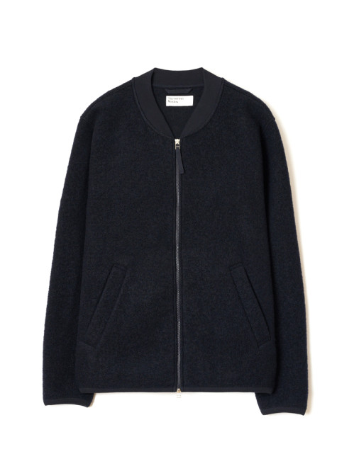 Zip bomber wool fleece jacket navy 