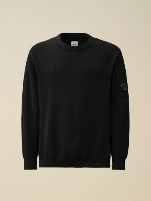 Chenille cotton crew neck knit black 