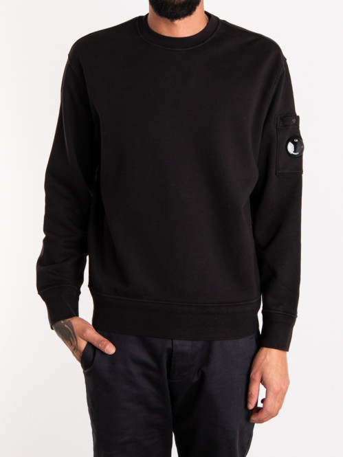 Cotton fleece crew neck black 