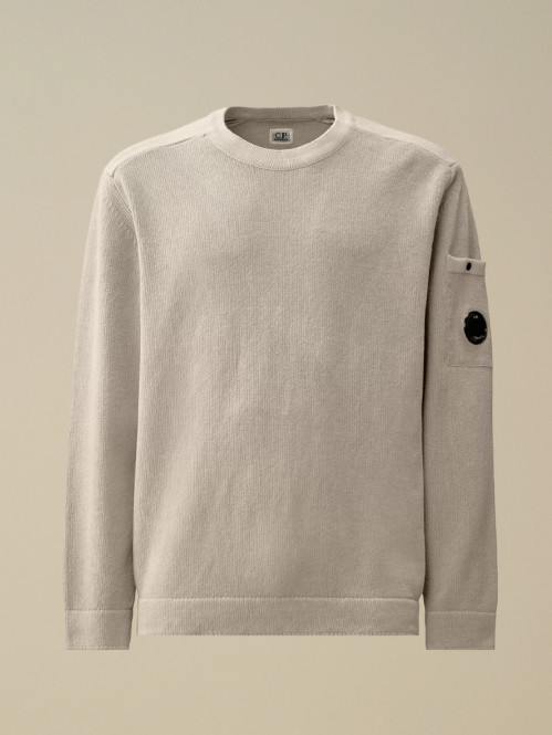 Chenille cotton crew neck knit dove 