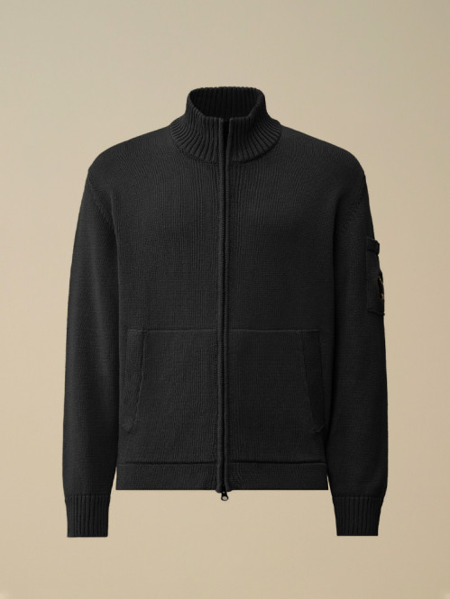 Compact cotton cardigan black 