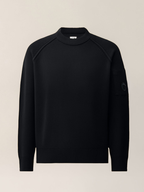 Chenille cotton crew neck black 