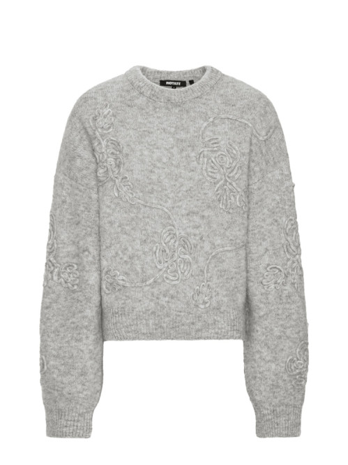 3d flower knit lt grey melange 