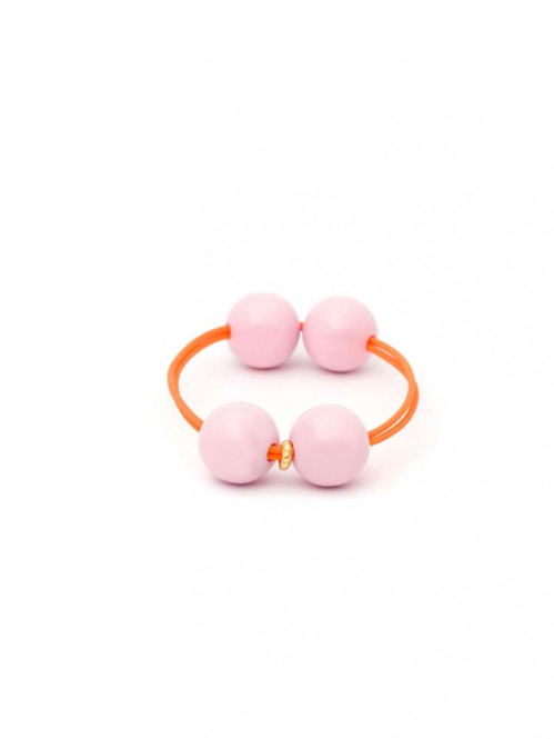 Woody hair ties lt pink/ neon orange 