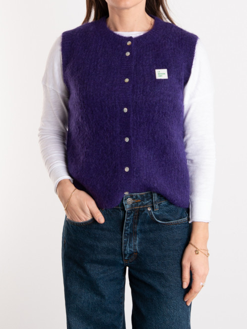 East 19m cardigan violet chine M