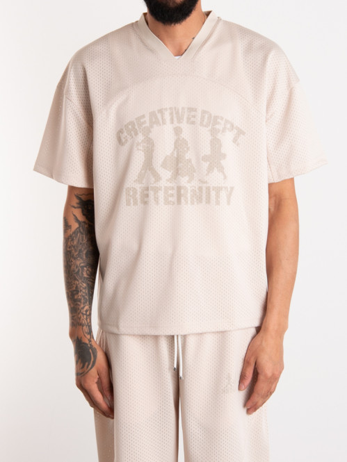 Creative dept logo mesh t-shirt cream 