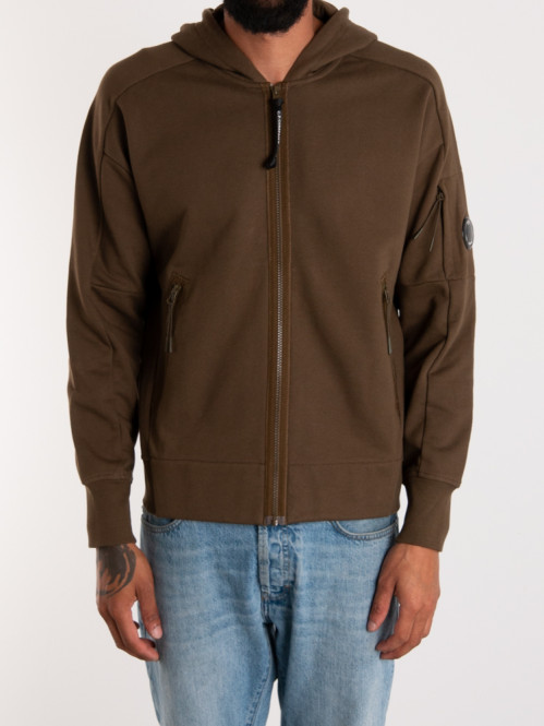 Diagonal raised fleece full zip ivy green 