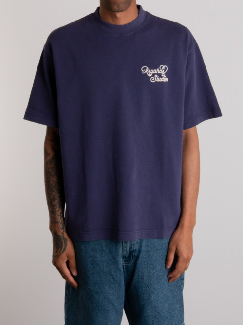 Heart icon front chainstitch t-shirt greystone washed 