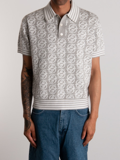 D mirror monogram knit polo shirt grey 