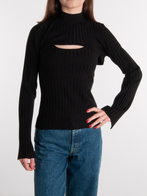 Analiya-m minno knit crop top black 