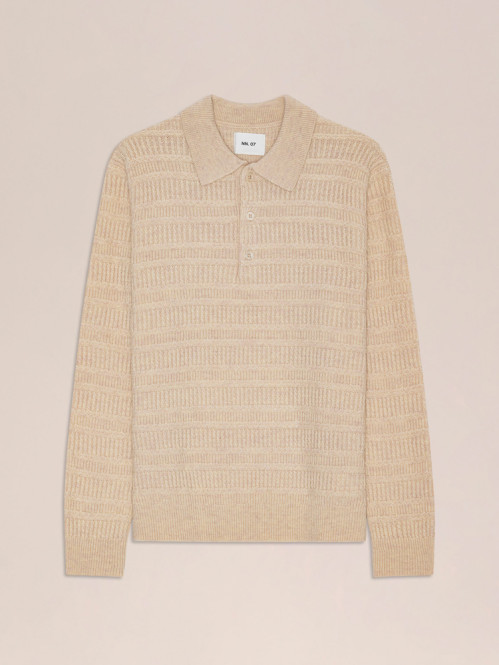 Alfie ls polo knit ivory 