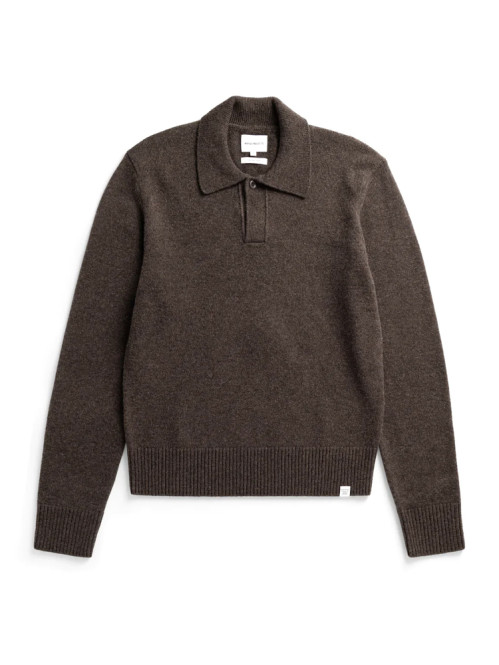 Anholt lambswool polo pullover brown 