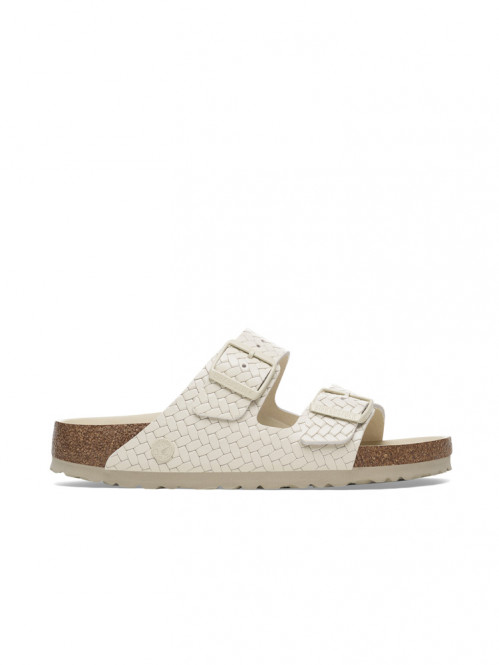 Arizona rivet logo sandals ecru woven 