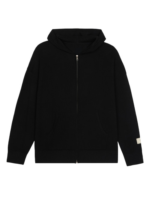 Atelier knit zip up hoodie black 