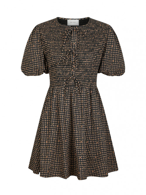 Auda check smock dress black L