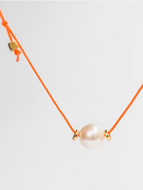 Big pearl necklace neon orange 
