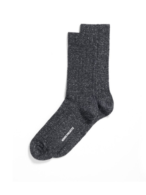 Bjarki neps socks charcoal melange OS