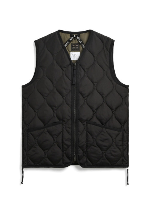 Military zip v neck vest black 