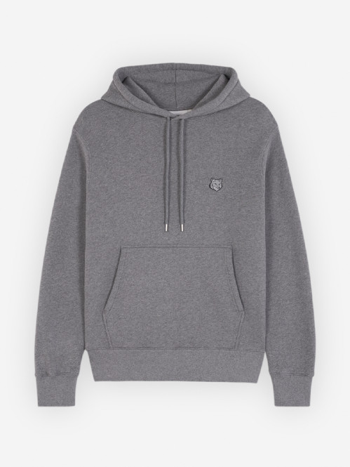 Bold fox head patch hoodie grey mel 