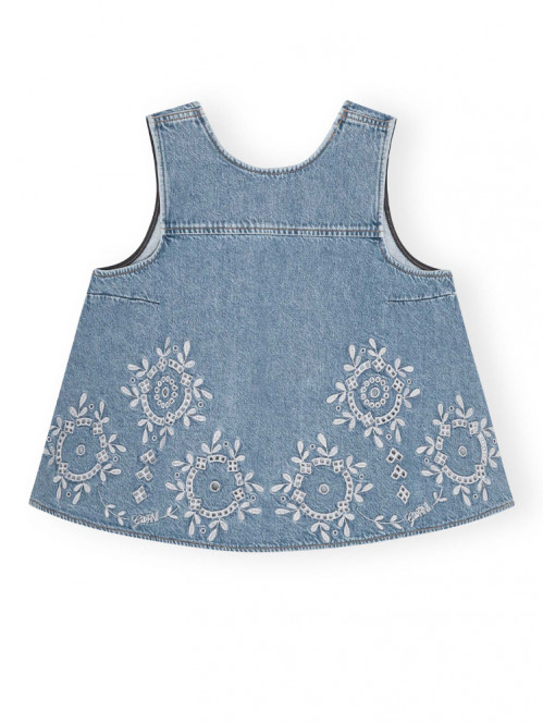 Broderie anglaise denim top lt blue 